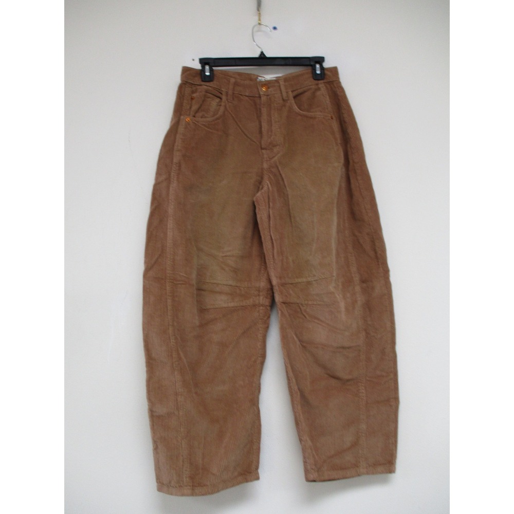 We The Free Pants Womens 27 Brown Corduroy Barrel Leg Utility Workwear Relaxed